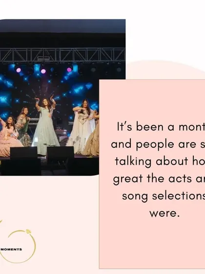 "It's been a month and people are still talking about how great the acts and song selections were." Creating a lasting impression is always the goal. I love hearing that the memories we made are still being talked about.