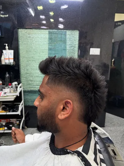 A close-up of the burst fade, demonstrating the seamless transition from skin to hair.
