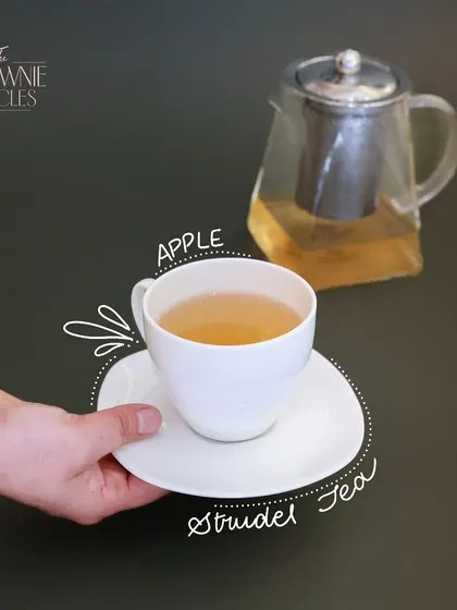 Sipping on sweetness with our Apple Strudel Tea, a warm and comforting beverage with a hint of fruity spice.