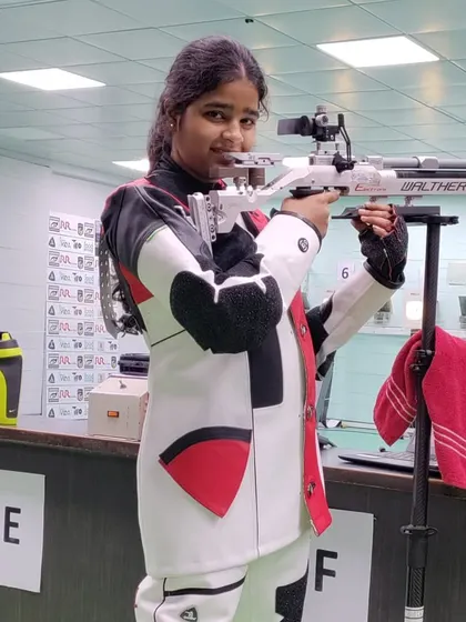 Our athlete Mayuri Pawar in her shooting gear during the Maharashtra State Shooting Championships.