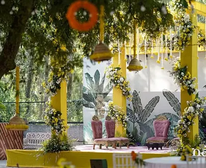 The wedding stage, all set for the celebrations to begin. We can consult on stage design and lighting to make sure your dance performances have the maximum visual impact.