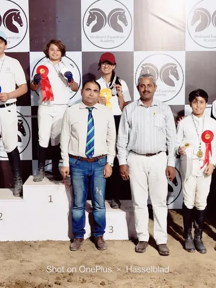 Our riders Yug and Krishnaansh on the podium after clearing their Regional Equestrian League in both show jumping and dressage.
