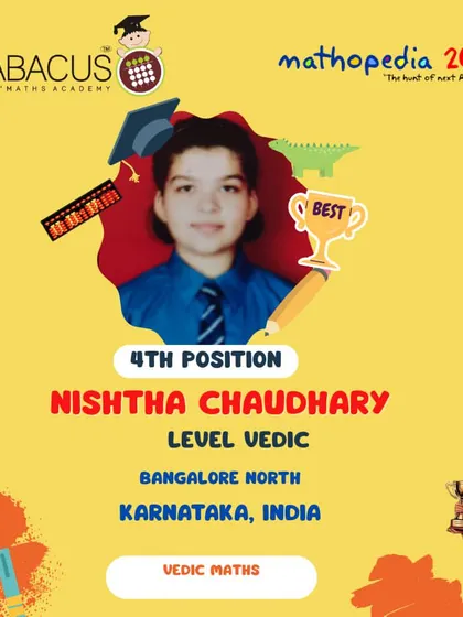 Nishtha Chaudhary from Bangalore North, a 4th Position winner in Vedic Maths.