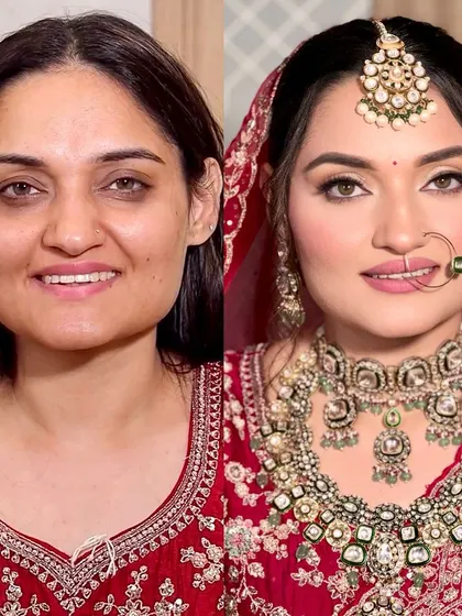 A radiant bridal transformation that showcases how the right techniques can enhance natural beauty and create a flawless, glowing finish.