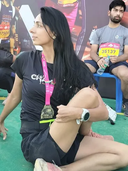 Another look at our post-race stretching circle. This seated spinal twist helps decompress the spine and is a staple in our recovery routine for runners.