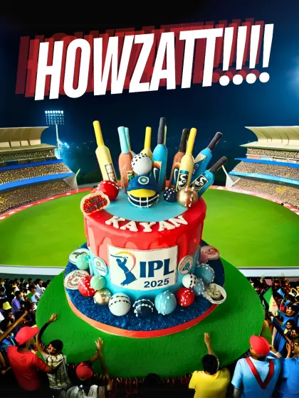 This IPL-themed cake was an absolute sixer! We packed all the cricket fever into this multi-layered creation, complete with edible bats, balls, and stadium vibes for a true fan's birthday bash. It shows how we can turn any passion into a delicious centerpiece.