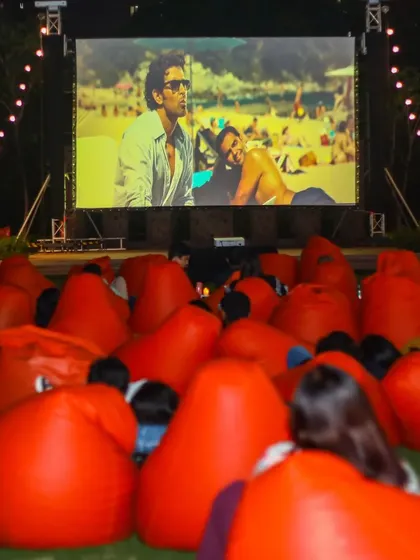 A pirate-themed restaurant in Hyderabad transformed into a cozy cinema. We love finding unique venues like Ahoy Resto to host our screenings.