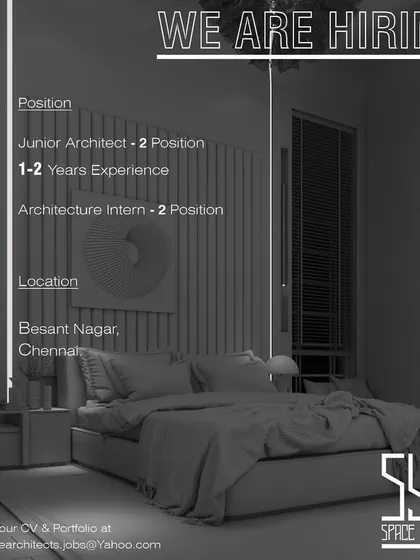 Sync Space Architects in Chennai is looking for Junior Architects and Interns for their Besant Nagar office.