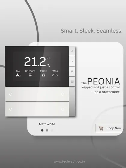 Here is the Peonia keypad in Matt White. This model is ideal for those who prefer a subtle, non-reflective finish while still getting all the smart functionality.