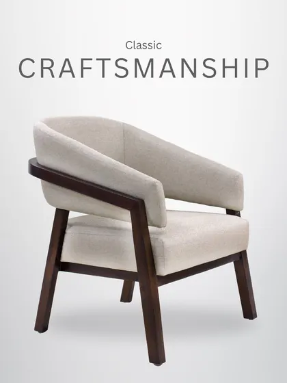 Classic craftsmanship is evident in every detail of this wooden armchair, from the smooth finish of the wood to the perfectly tailored cushion.
