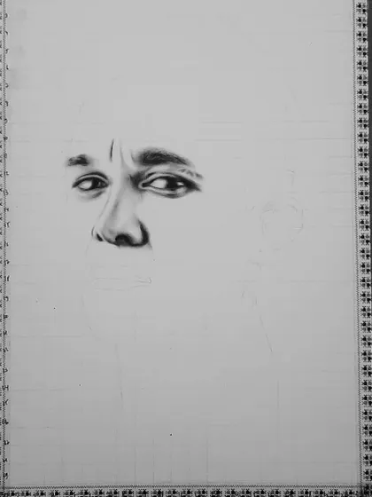 A detailed look at the 22 hours it took to draw Sunil Chhetri. You can see how I start with the eyes and build the portrait from there using the grid method.