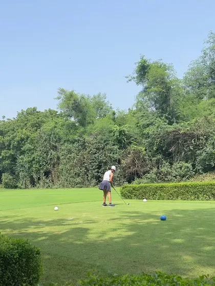 Jenaya Bamnyal tees off at the iconic Delhi Golf Club during the 15th DGC Junior/Sub-Junior Golf Tournament, where she finished 4th in her category.
