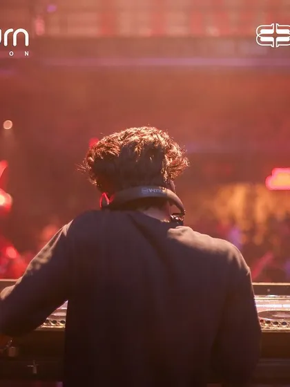 A view from behind me at the console, looking out at the crowd at Sunburn Union.