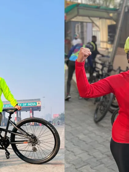 Two female riders celebrating their ride. We are proud to have strong women as part of our cycling tribe.