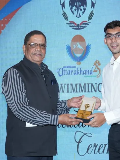 Another of our champions being felicitated for his achievements.