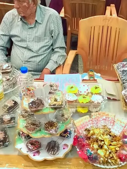 A full view of my dessert table at the Cutchi Memon Jamaatkhana exhibition. I had a variety of items like mousse cups, donuts, brownies, and pastries available for everyone.