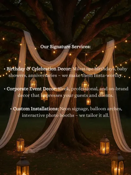 An overview of our signature services, from Insta-worthy birthday decor to sleek corporate events and custom installations. We tailor it all to your vision.
