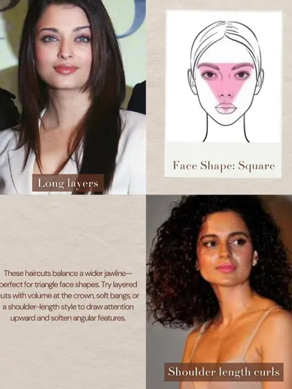 For a square or triangle face shape, haircuts that balance a wider jawline are perfect. Try layered cuts with volume at the crown, soft bangs, or a shoulder-length style to draw attention upward and soften angular features.