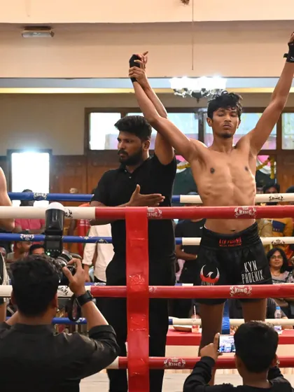 Another victory for Bengaluru MMA. Our fighter's hand is raised after a dominant performance in the state championship.