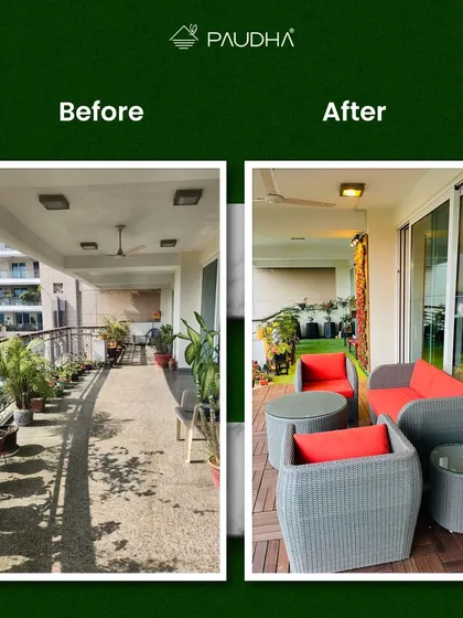 The outdoor evolution. This series of before-and-after images shows the calm before the storm of creativity, and the picturesque havens that we redefine.