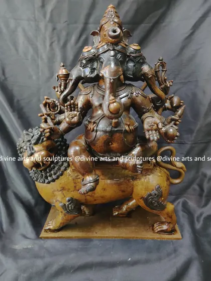 A final look at the front of the Heramba Ganapati wax model before it is encased in its clay mold. This is the last time the form is seen in this state before its transformation into metal.
