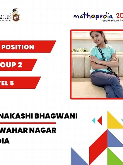 Sonakashi Bhagwani from Jawahar Nagar, India, a 1st Position winner.