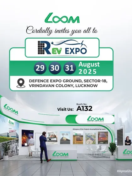 An invitation to the REV Expo in Lucknow, showcasing my booth design and highlighting the dates and location for this major 3-day solar event.
