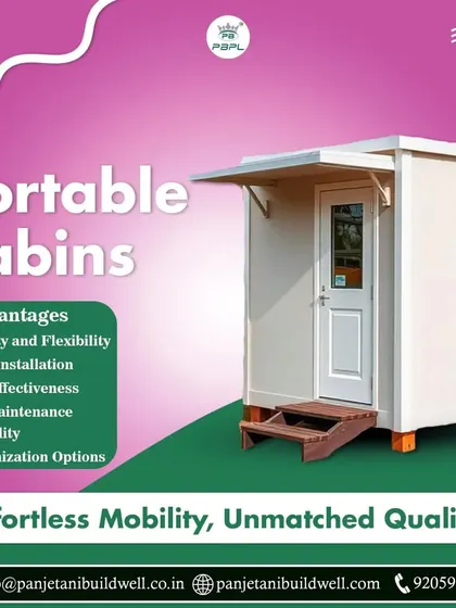 A clean and simple portable cabin, highlighting its versatility and quality construction. We design our cabins for mobility, quick installation, and low maintenance, with customization options available.