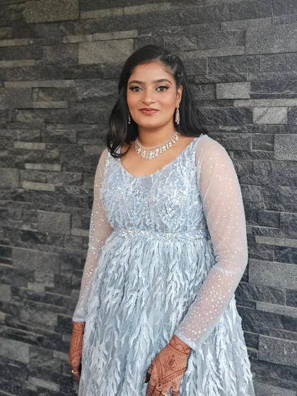 The full look, perfect for a sangeet or cocktail event.