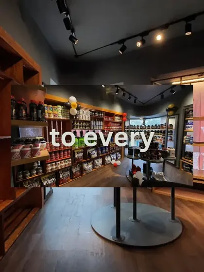 We design for every type of space, including retail. This project for a supplement store uses wooden shelving and track lighting to create a warm and organized shopping experience.