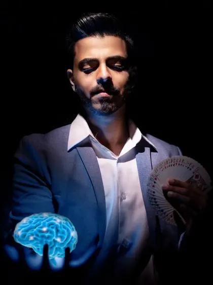 Unlocking the power of the mind through mentalism. A promotional shot showcasing my two passions: card magic and mentalism.