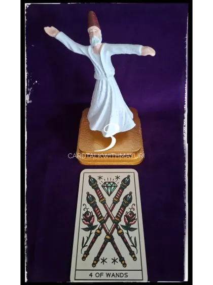 This is the August TarotScope reading for the Four of Wands. This card represents celebration, stability, and milestones. It's a time to celebrate how far you've come and build on this strong foundation.