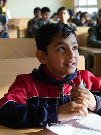The look of concentration and excitement on a young participant's face during the competition.