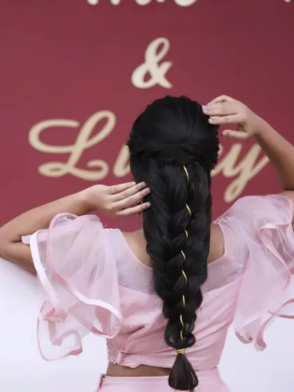 A back view of the elegant braid, a simple yet beautiful style for any occasion.
