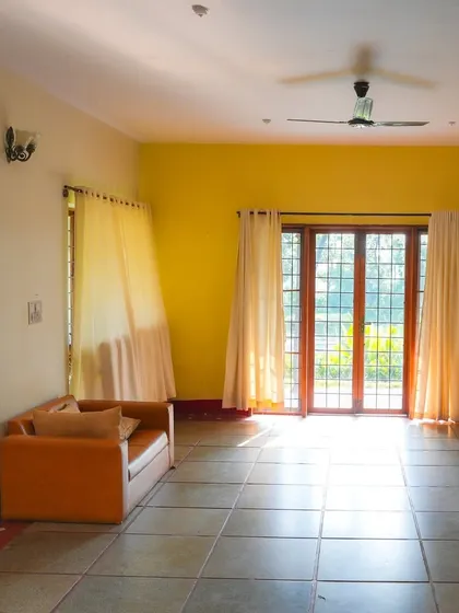 The living area in one of our accommodations, filled with natural light.