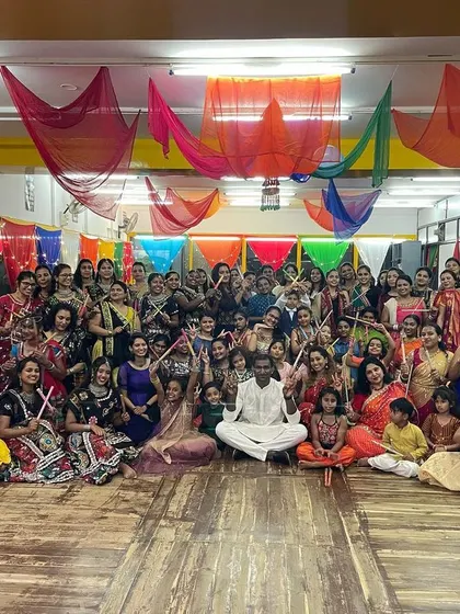 Another large group photo from our successful and colorful Dandiya night.