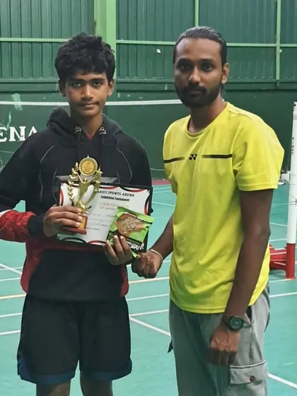 Congratulations to Utkarsh for securing first place in both the Under-13 and Under-15 Boy's Singles categories at Aries Sports Arena. A fantastic double win.