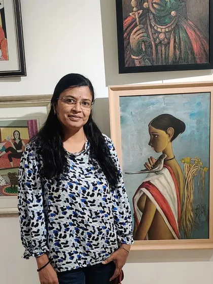 Celebrating World Art Day at the National Art Exhibition at Bangalore International Centre. It was an honor to be among so many esteemed artists.