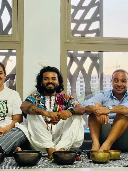 A group photo from a sound healing experience in Casablanca.