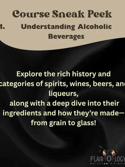 A sneak peek into our course curriculum, starting with Understanding Alcoholic Beverages. We take a deep dive into the history, ingredients, and production of spirits, wines, and beers, from grain to glass.