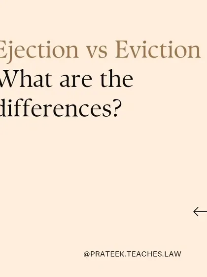 The terms "ejection" and "eviction" are often used interchangeably, but they have distinct legal meanings in property law. Here are the key differences.