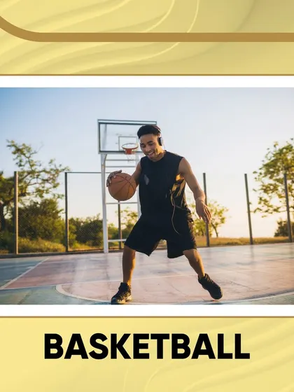 A player enjoys a game on our outdoor basketball court. It's a great space for both competitive matches and casual shootarounds with friends.