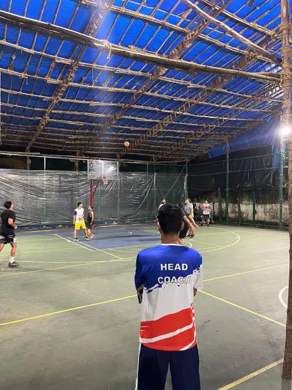 As a head coach, I am always on the court with my players, guiding them through every drill and play. This is a view from my perspective during a training session.