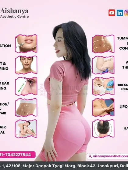 This graphic showcases the wide array of services available at my clinic, from lip augmentation and facelifts to laser hair removal and hair PRP. I have a solution for almost any aesthetic concern.