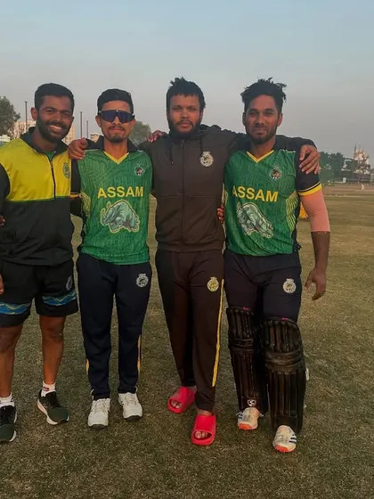 Posing with some of the Assam players. Building personal connections with players is key to understanding and mentoring them effectively.
