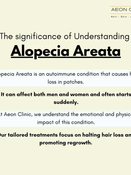 Alopecia Areata is an autoimmune condition causing patchy hair loss. We understand its impact and offer tailored treatments to halt hair loss and promote regrowth.