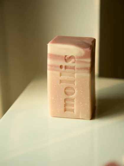 My 'Flower Market' soap, scented with rose geranium and honeysuckle, now available in a new shape.