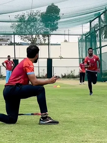 Another angle of the timed sprint, showing the athlete in full stride. We analyze every aspect of running mechanics, from arm action to foot strike, to find those extra percentages of speed.