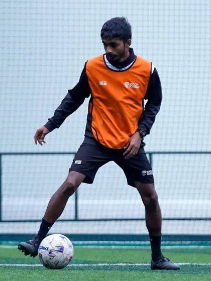 A coach participates in a drill during a CPD session. Our coaches are also students of the game, always looking to improve.
