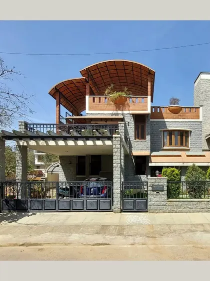 A duplicate of the home's exterior, showing the curved roofs.